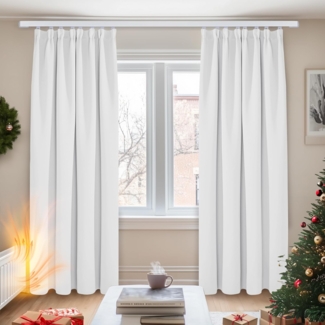 Deconovo Verdunkelungsvorhang Gardinen mit Kräuselband Blickdicht Vorhänge Wohnzimmer 2er Set, Vorhang Verdunkelung Vorhänge Kälteschutz Schlafzimmer Thermovorhang