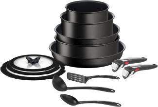 Tefal Ingenio 13-teiliges Kochgeschirr-Set, Antihaftbeschichtung, Induktionstauglich, Pfannen, Töpfe, Deckel, Griffe, Küchenhelfer, L3959343, Schwarz, 24/28 cm