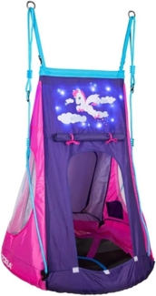 HUDORA 72151 Nestschaukel Cosmos 90 Nestchaukel mit Zelt und LED Beleuchtung, blau/schwarz