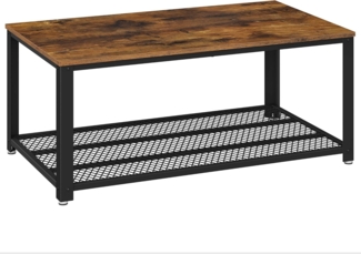 Vasagle Couchtisch, Wohnzimmertisch, Sofatisch mit großer Ablage, Beistelltisch im Industriedesign, stabil, mit Metallgestell, einfach zu montieren, Used Look, Holzoptik von Songmics LCT61X