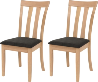 2er-Set Esszimmerstuhl HWC-G46, Küchenstuhl Stuhl, Stoff/Textil Massiv-Holz ~ naturfarbenes Gestell, schwarz