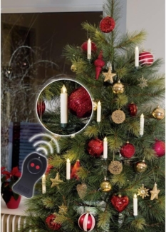 KONSTSMIDE No. 1900-100 LED Baumbeleuchtung 10 kabellose weiße Kerzen mit Fernbedienung