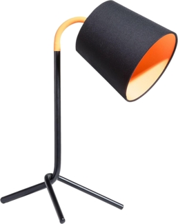 'Mooki' Tischlampe Schwarz und Orange Metallfuß Stoffschirm langes Kabel mit Schalter Modern Minimalistisch