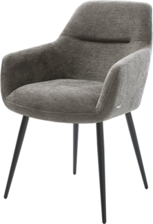 Esszimmerstuhl Pejo-Flex Bouclé Soft Schlamm 4-Fuß konisch Schwarz Taschenfederkern