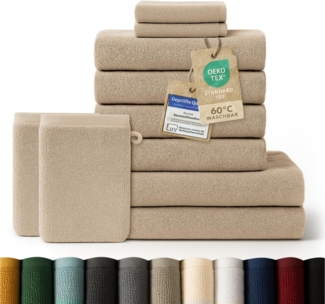 Blumtal Handtuch Set Blumtal 10 Teilig - Handtücher Set 100% Baumwolle, weich und saugstark, Frottee (10er Set), 2 Bade-, 4 Hand-, 2 Gästetücher + 2 Waschlappen