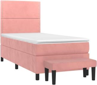 vidaXL Boxspringbett mit Matratze Rosa 80x200 cm Samt 3137754