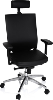 hjh OFFICE Profi Bürostuhl PORTO MAX HIGH Leder Schwarz