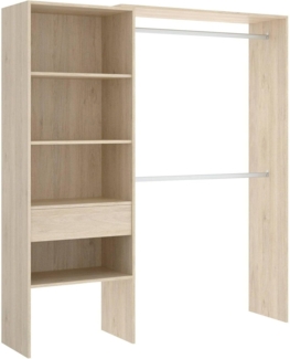 Dmora - Großer Kleiderschrank Lhotse, Struktur für begehbaren Kleiderschrank, offener Kleiderbügel, 160 x 40 x 187 cm, Eiche