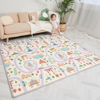 Babymatte Kindermatte Baby Spielmatte 180 x 200 x 1. 5cm. Wendefähige und ungiftige Dicke Faltbare wasserdichte Schaumstoff Kinderteppich. Krabbelmatte Spiel-Teppich Bodenmatte Kinder-Matte Geschenk Baby