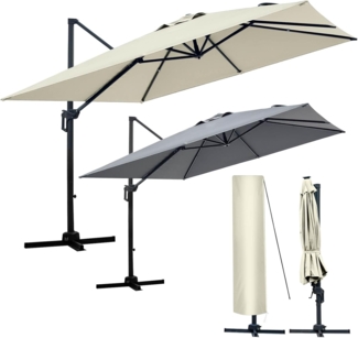 BRAST Sonnenschirm Ampelschirm Alu, UV-Schutz 50+, wetterfest rostfrei 360°, LxB: 300x300 cm, inkl. Windsicherung & Schützhülle