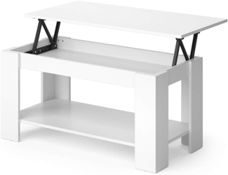 Vicco Couchtisch Weiß 100 x 50 cm mit Liftfunktion, Lorenz