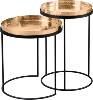 riess-ambiente Beistelltisch ELEMENTS 55cm gold (Set, 2-St), Wohnzimmer · Metall · rund · handmade · Hammerschlag