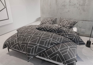 Mako Satin Bettwäsche Urban Geometric anthrazit 155x200 + 80x80