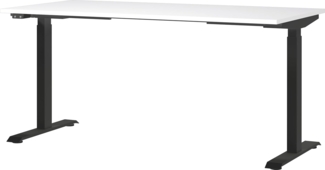 Germania Schreibtisch 7908-614, in Weiß/Schwarz, EL. höhenverstellb, 160 x 120 x 80 cm (BxHxT)