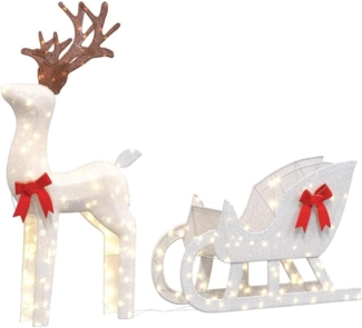 vidaXL LED-Rentiere mit Schlitten 100 LEDs Kaltweiß 4019493