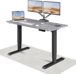 Höhenverstellbarer Schreibtisch - Höhenverstellbar Elektrisch mit Flüsterleisem Dual-Motor & Touchscreen - Hohe Tragfähigkeit - Stehtisch von Desktronic, Schwarz + Grau, 140x70 cm