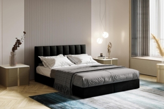 Boxspringbett mit Bettkästen City H3 Matratze mit Topper (Schwarz, 200x200 cm)