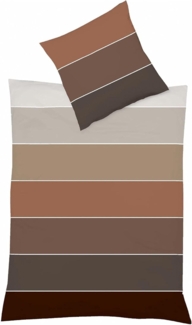 Fleuresse Mako-Satin Bettwäsche Modern Life Helder chocolate | 200x200 cm + 2 x 80 x 80 cm