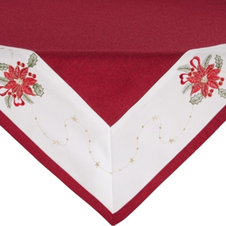 Erwin Müller Mitteldecke Mitteldecke "Weihnachtsstern", Leinen-Optik Blumen