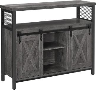 Vasagle Sideboard mit 2 Schiebetüren und verstellbaren Ablagen, Spanplatte, 33 x 100 x 80 cm, Anthrazitgrau / Schwarz