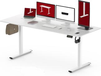 SANODESK Höhenverstellbarer Schreibtisch 200 x 80 cm Schreibtisch Höhenverstellbar Elektrisch Ergonomischer Steh-Sitz Tisch Computertisch für Heimbüro Homeoffice(weiß)