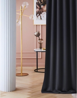 ROOM99 Vorhang mit Ösen Laurel 180 x 280 cm Breite x Höhe Verdunkelung Blickdicht Schiebegardinen Curtain Wohnzimmer Schlafzimmer Schwarz, 1 Stück