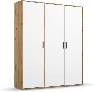 rauch Kleiderschrank; Drehtürenschrank VOYAGER, 3-türig, Alpinweiß/Eiche Artisan, 140x194x53xcm