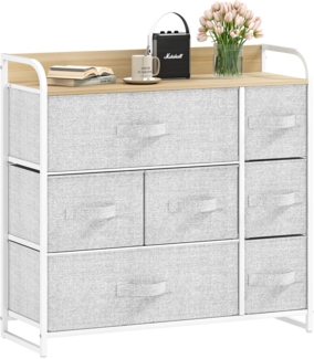 DWVO Kommode mit 7 Schubladen, langlebiger Stoff, Robustes Metallgestell, modern und funktional, ideal für Schlafzimmer, Wohnzimmer, Flur, Kinderzimmer, Hellgrau