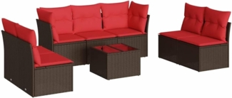 vidaXL 8-tlg. Garten-Sofagarnitur mit Kissen Braun Poly Rattan 3217424