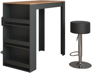 Vicco Bartisch-Set Anthrazit 57 x 117 cm mit 2 Barhockern, Repose