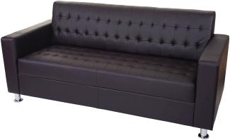 3er Sofa Kunda, Couch Loungesofa, Kunstleder, Metall-Füße 180cm ~ coffee