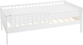 ML-DESIGN Jugendbett Bodenbett Juniorbett inkl. Lattenrost Einzelbett für Kinder Kinderbett, Junior-Bett mit Rausfallschutz & Matratze Bettrahmen aus MDF / Kiefer