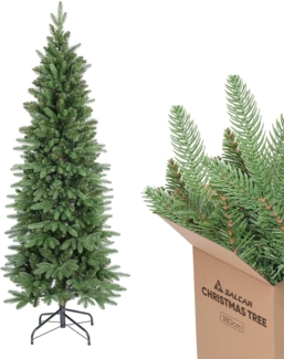 Salcar Künstlicher Weihnachtsbaum 180 cm Schmal Weihnachtsbaum Künstlich Tannenbaum mit 1022 Spitzen, Tanne, 600 PE-Spitzen ≈ 59 % und 422 PVC-Zweige ≈ 41 %