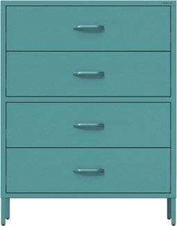 Jan Nowak Metall Kommode mit Schubladen - Carla | Komodenschrank für Schlafzimmer, Wohnzimmer, Kinderzimmer, Flur | Industrial Loft Style | Schubladenkommode Glitzernd | 80 x 101,5 x 40 cm | Marine