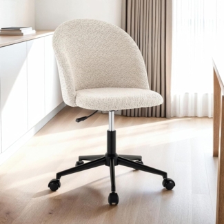 IDIMEX Drehstuhl BONTHE, Schreibtischstuhl mit Bouclé Stoffbezug höhenverstellbar beige