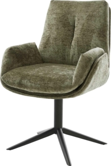 Drehstuhl Clea-Flex Chenille Olive Fußkreuz Schwarz 360° drehbar Wippfunktion