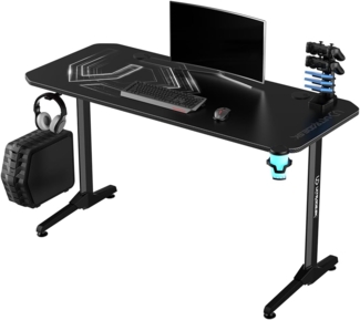 Ultradesk Frag Gerade Freiform Edelstahl Gaming Schwarz Weiß 1400 mm