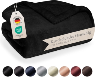 Blumtal Premium Sherpa Kuscheldecke flauschig - Wohndecke Kuscheldecke 150x200 cm - Oeko-TEX zertifizierte Fleecedecke 150x200 cm - Wohn- & Kuscheldecke - Wohndecke 150x200 - Plüschdecke - Schwarz