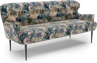 CAVADORE 3-Sitzer Küchensofa Amba, Trendige Sitzbank für Küche oder Esszimmer / 193 x 97 x 87 / Jacquard Flachgewebe: Blumenmuster Olive