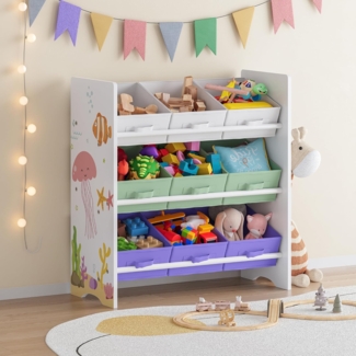 Kinderregal Boiro 60x62x30 cm Aqua Dream-Motiv [en. casa]