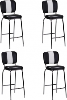 4er Set Barhocker American Diner 50er Jahre Retro Barstuhl | Sitzfläche mit Rücken-Lehne | Fußstütze | Sitzhöhe 76 cm schwarz
