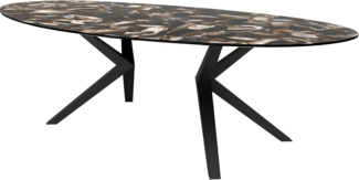 Esstisch Edge Oval 280x130 Keramik Iris FMG Agatablack Zenthara kantig Metall Schwarz