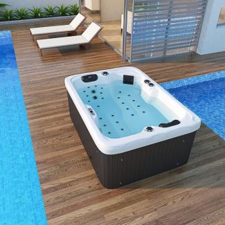 TroniTechnik Whirlpool Outdoor Whirlpool LEVANZO weiß, (3-tlg), Bluetooth Soundsystem, Heizungs-, Whirlpool-, Licht,- Pumpensteuerung