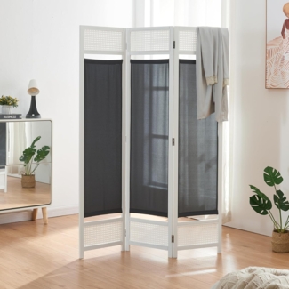 Raumteiler Dorotea 3-teilig 120x170 cm Weiß/Dunkelgrau [en. casa]