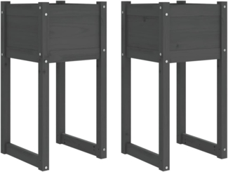 vidaXL Pflanzkübel 2 Stk. Grau 40x40x81 cm Massivholz Kiefer 822127