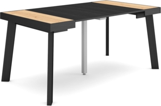 Skraut Home | Ausziehbarertisch | Multifunktionaler ausziehbarer | 160 | Für 8 Gäste | Hölzerne Beine | Moderner Stil | Eiche Schwarz