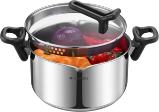 Navaris Kanne Edelstahl Kochtopf 5,3L - Induktionstopf mit Deckel - Kochtopf groß, (1-St)
