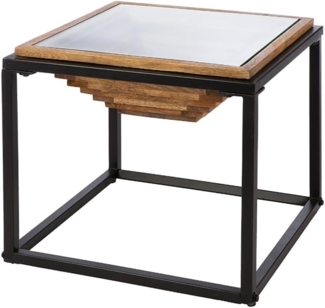 GILDE Beistelltisch Moorea aus Metall - quadratisch - naturfarben/schwarz - Höhe 40cm x Breite 45cm - Couchtisch