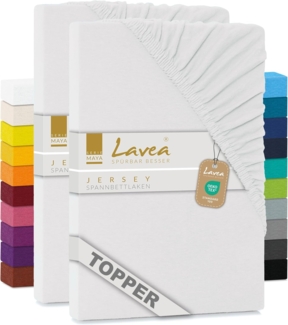 Lavea Spannbettlaken Maya, in Gr. 60x140, 90x200, 120x200, 140x200, 180x200 oder 200x220 cm, Baumwolle, Gummizug: rundum, (2 Stück), Jersey Spannbetttuch für Topper, Boxspring- und Wasserbetten