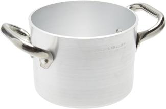 Pentole Agnelli Linie Aluminium 3 mm hohe Kasserolle mit 2 Griffen 14 cm Silber-schwarz